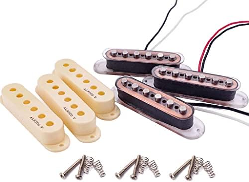 Conjunto de captador de bobina única, Alnico 5 Strat Pickup Neck/Middle/Bridge Pickup para guitarra elétrica de estilo Strat, creme