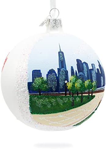 Parque Estadual Liberty, Jersey City, Nova Jersey, USA Glass Ball Christmas Ornament 4 polegadas