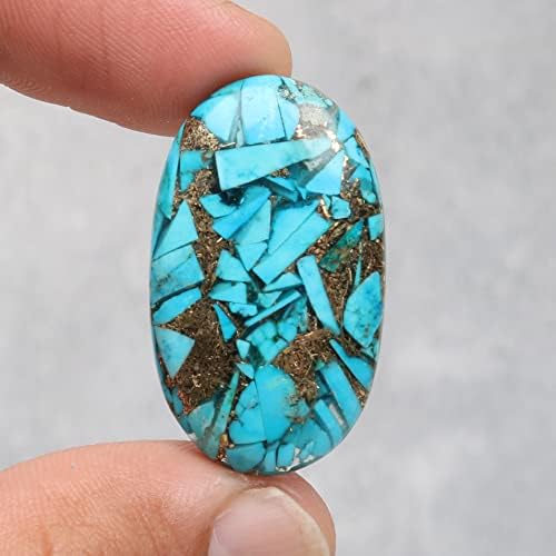 Real-Gems 34,7 ct. Loue Natural Copper Turquesa Brilhante Oval Cut Gemstone, para joias que produzem pedra energética, embrulho