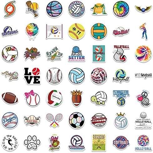 100pcs esportes adesivos esportes esportes de água adesivos para laptop decalques de basquete de basquete de beisebol vôball de