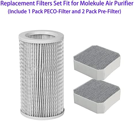 3 filtros de substituição de embalagem definidos para purificador de ar de molekule, inclua 1 pacote de peco e 2 pacote pré-filtro