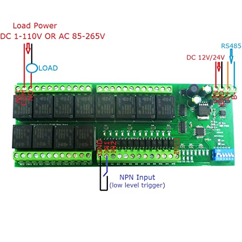 ELETECHSUP DC 12V 12CH SWITCH DIGAL DIDO MULTIFUNÇÃO RS485 PLC IO Standard Modbus RTU Módulo de relé Modbus RTU