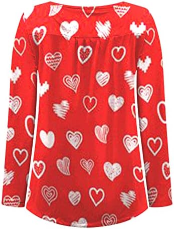 Túnica de túnica feminina Túmulos casuais camisas de blusa confortáveis ​​com mangas compridas camisadas do pescoço redondo para o dia dos namorados