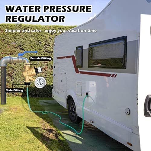 regulador de pressão da água do Sipoince RV com medidor ajustável para a válvula redutora de pressão do campista de trailer