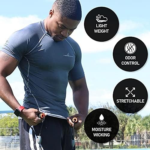 Termajohn Men Manga curta Camisa de compressão Cool Dry Baselayer Athletic Workout Shirts para corrida e treino