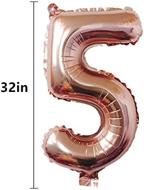 Número 65 balões de 32 polegadas de balão digital alfabeto de 65 balões de aniversário dígitos 65 balões de hélio grandes balões para festas de aniversário suprimentos de festas de casamento Bacharelte Bridal Chuveiro, ouro rosa número 65º