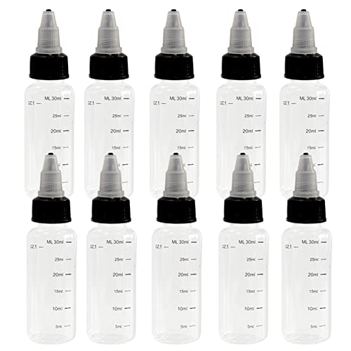 Nanshine garrafas graduadas 10pcs 30ml Pet Plástico garrafas pontiagudas com tampa de plástico twist tampa plástica GRANHO DE ÁGUA PET