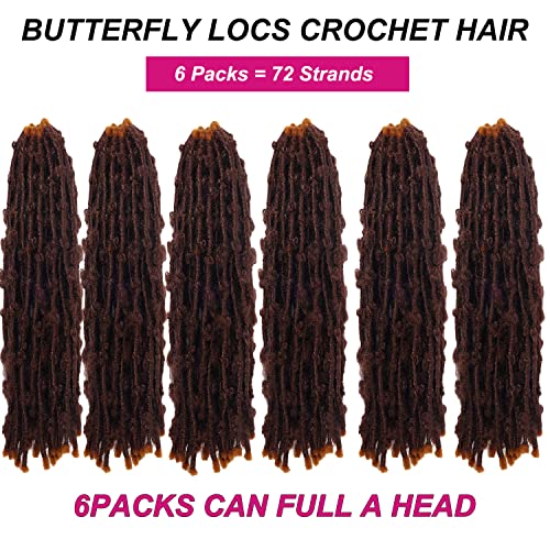 Butterfly Locs Cabelo de crochê 14 polegadas pré -loop angustiado Locs de borboleta de borboleta Faux Branças de crochê