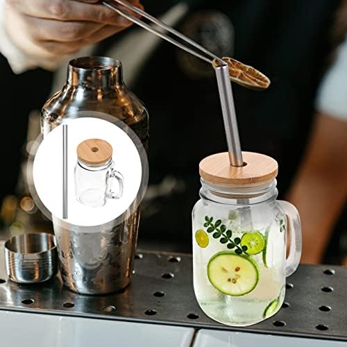 Hemotão 1 conjunto de jarra de pedreiro xícaras de vidro transparentes com xícaras de café geladas com tampa com copos de
