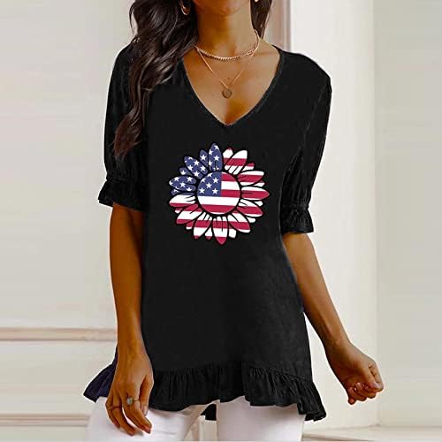 Mulheres tops spandex Independence Day Summer Womens abafar