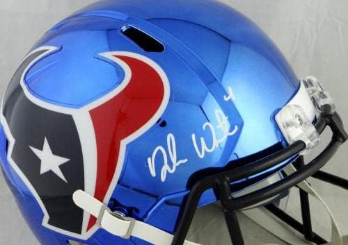 Deshaun Watson autografou Houston Texans f/s Capacete Chrome- JSA Auth *White - Capacetes NFL autografados