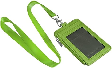 Yokive 1 PCS ID Card Badge titular, carteira vertical de zíper PU com cordão | Proteção de cartões, ótimos para tags de nome dos cartões de crédito