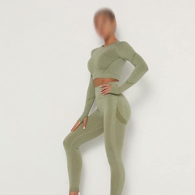 CCBUY MULHERES MUITO MULHERES SPORTS Sportswear Yoga Coloque de ginástica Roupas femininas Cantura alta Leggings Push para cima de manga longa colheita