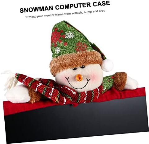 Mobestech 2pcs PC TV TV Plush Laptop Decorações de boneco de neve elástico Decoração de tela plana Decoração de capa protetora Display Mall Display para o Natal Protetor de Computador Caso LCD