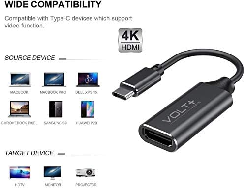 Trabalhos da Volt Plus Tech HDMI 4K Kit USB-C Compatível com o Adaptador Profissional Samsung Galaxy A20 com saída digital completa