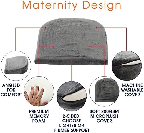 Cheer Collection Memory Foam Maternity Wedge Cushion | Travesseiro de apoio à barriga de alívio da dor na gravidez com capa lavável de microplush removível