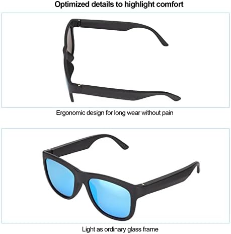 Óculos de sol de áudio inteligentes, para óculos sem fio de orelha aberta bluetooth, controle de voz e toque de baixa