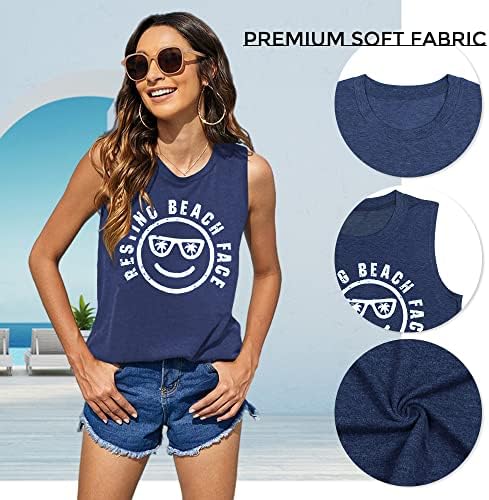 Tampas de tanque de praia para mulheres casuais camisetas gráficas sem mangas de verão