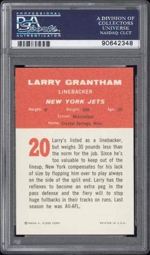 1963 FLEER 20 LARRY GRANTHAM PSA 10 MINT - Sem variação de faixas - pop 1 raro! - Cartões vintage cortados de futebol