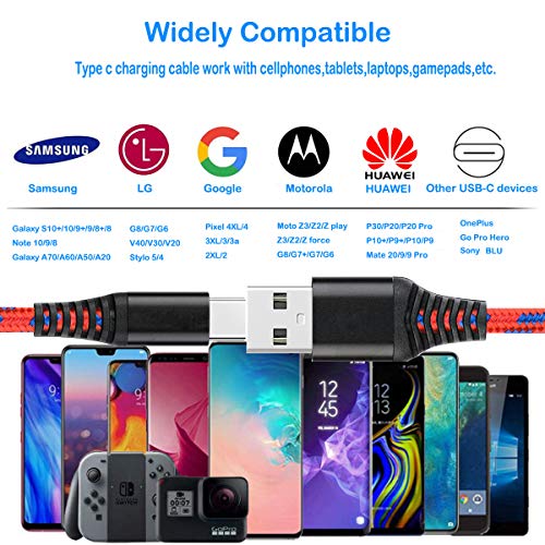 Cabo de carregador rápido USB tipo C, cabos de carregamento rápido de 2 pack de 10 pés para Samsung Galaxy S20 S10 S9 A71 A51 A31 A11 Tab A7, Kindle Fire 10, X-Box S, Xiaomi Redmi 10 e outros dispositivos USBC