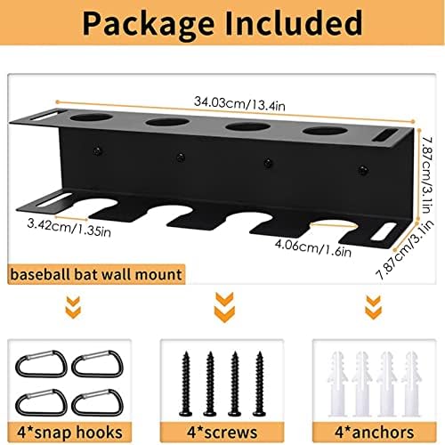 Rack de armazenamento de morcego de metal de 10 PCs genérico | Gabidores de beisebol para parede | Organizador suspenso