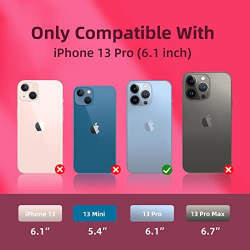 K Tomoto Compatível com o iPhone 13 Pro Case, [Proteção por queda] [Antans impressão] Tampa de silicone líquido à prova de choque com capa de telefone de campanha de microfibra para iPhone 13 Pro 6.1 , rosa quente