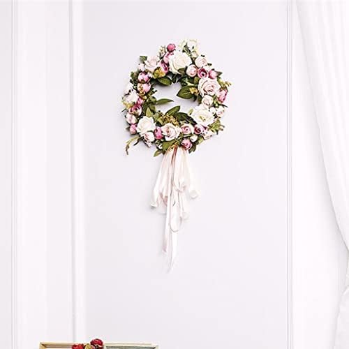 Dloett Floral Rose Greath Porta pendurada Decoração da janela da parede Decoração de casamento