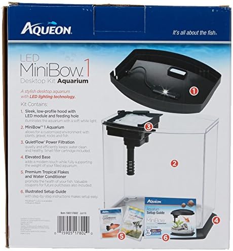 Produtos Aqueon 015905178020 Kit de aquário de Minibow LED, 1 galão, preto