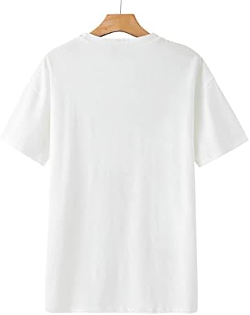 Camiseta superior para fêmea para fêmea e outono conforto roupas de cor moda moda de manga curta Crewneck Coração Blusa do