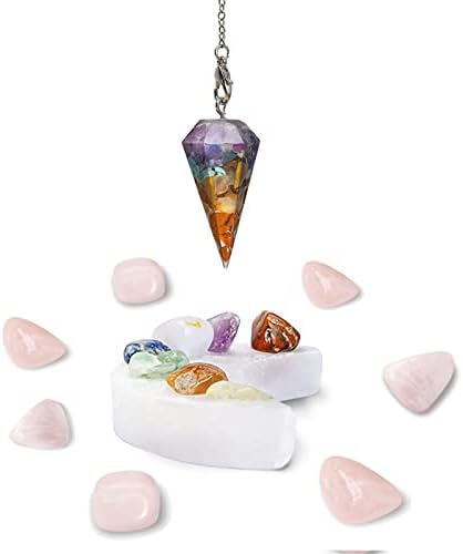 7 Chakra Healing Stones and Crystals Box Conjunto mini ornamentos de carregamento de lua crescente selenita