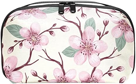 Flores de cereja e meninas Flores de cerejeira Padrão de maquiagem Bolsa de bolsa de bolsa cosmética de cosméticos com zíper