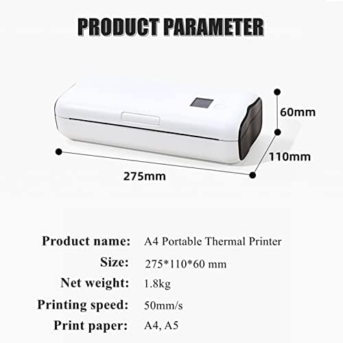 Impressora portátil Gowenic, A4 Impressora Térmica Impressora sem fio Impressora 203DPI Impressão clara, para documentos Homes