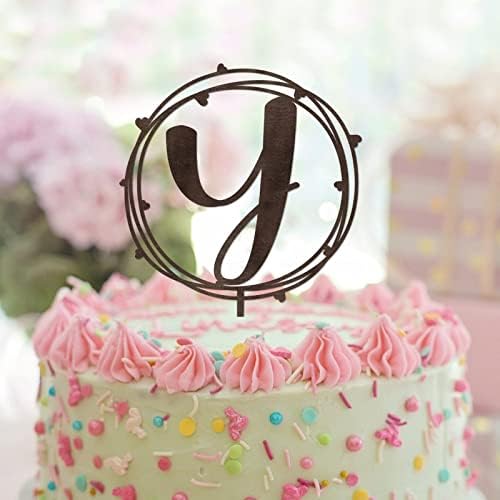 Monograma l bolo de bolo letra letra laurel botânica floral para decorações de aniversário de casamento rústico Romântico