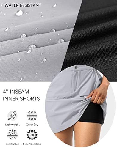 SANTINY Golf Skorts Saias para mulheres 5 bolsos de 18 comprimento de joelho upf50+ saia de tênis de caminhada atlética feminina