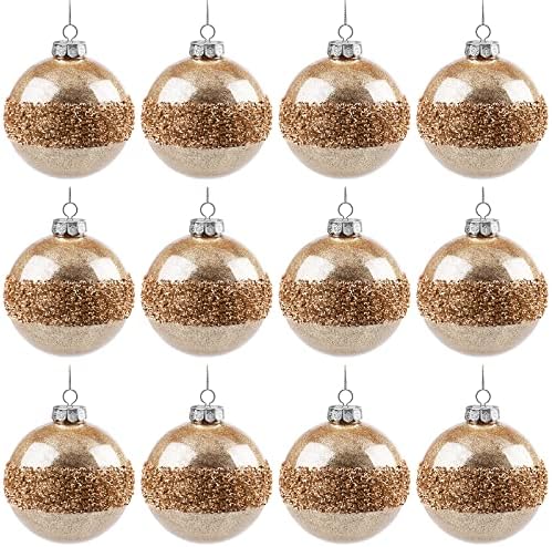 McEast Conjunto de 12 bolas de Natal de plástico 3,15 polegadas Bolas decorativas à prova de quebra de Natal Decorações penduradas para a árvore de Natal, decoração de festa de casamento, Gold de champanhe