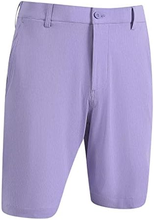 Mens shorts de golfe casual 10 '' Cintura esticada da cintura listrada Frente listrada Frente rápida Hybrid Flex Shorts para homens
