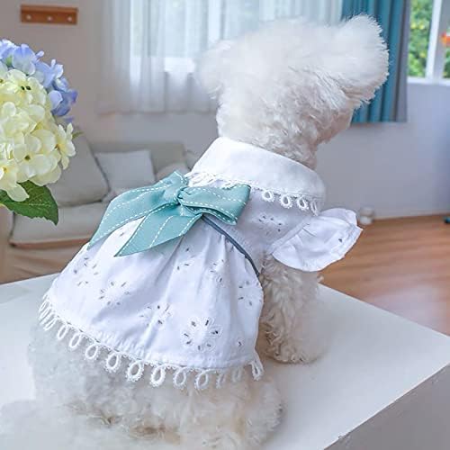 Cachorro vestido de princesa fofo roupas de estimação para cães pequenos elegantes bowknot filhote de jarro branco férias de férias