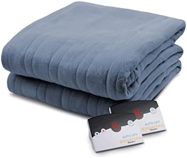 Cobertores de Biddeford Comfort mico com cobertor aquecido elétrico com controlador digital, rainha, jeans