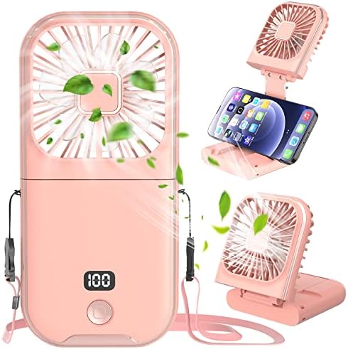 Niriaho Fan Portable, Small Mini Fan 5 em 1 como Power Bank, Phone Titular, Handheld, Fan da mesa, ventilador de pescoço 3000mAh