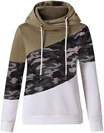 Hoodie tops casuais Mulheres Moletomarteira Camuflagem Long Contraste Blusa Feminina Pullover Womens Hoodie