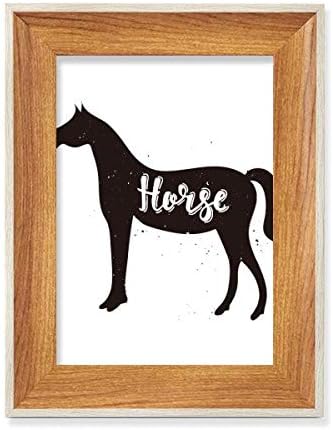 McJs Horse Horse Black e White Animal Desktop Madeira Fotória da moldura Exibir arte pintando vários conjuntos