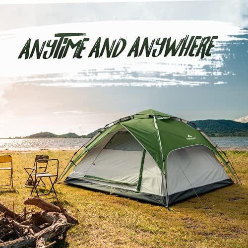 FORCEATT 4 Pessoas Pop -Up Tent, 20 segundos configuram tenda instantânea à prova de vento à prova d'água, barraca automática leve e portátil com Rainfly removível para reuniões familiares, acampamento, mochila e caminhada.