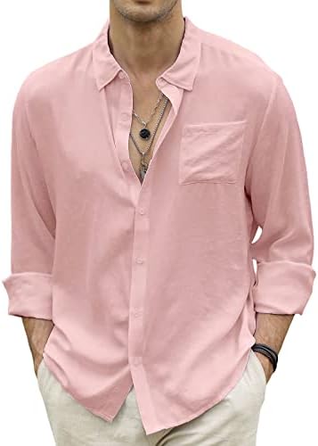CTU Moda de moda masculina Button Casual Down camisa de manga longa Cor de férias de férias de cor sólida Camisetas