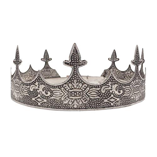 Snowh Antique Silver Full King Crown, Tiaras e coroas masculinas, decorações de coroa de aniversário, acessórios para