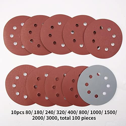 Bienka 5 polegadas 125 mm Round oito orifícios folhas de areia de areia de areia 80-3000 gancho e loop lixing polishol para ferramenta de polimento, lixa de 50pcs