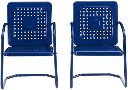 Crosley Furniture Co1025-NV Bates de 2 peças Retro Metal Outdoor Brand Chair, Gloss da Marinha