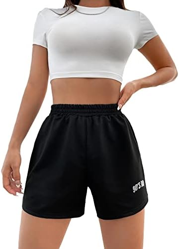 Shorts elásticos casuais femininos do Soly Hux, com shorts de suor de cintura alta com bolsos com bolsos