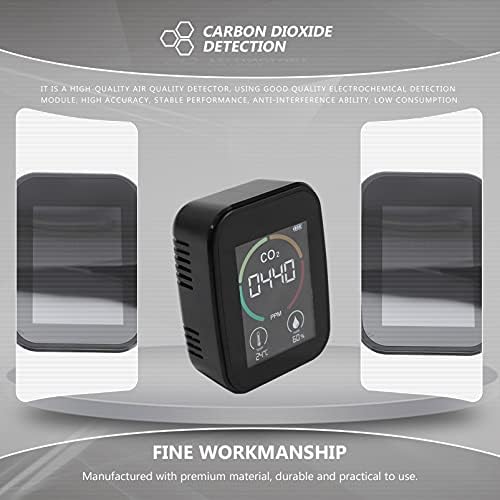 Higrômetro Yardwe 1 Conjunto 3- In- 1 Detector de dióxido de carbono Dióxido de carbono Monitor de qualidade do ar de ar inteiro, Hygrômetro digital digital digital preto