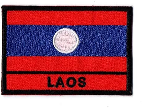 Primeiro qualquer coisa da bandeira do laos patch de ferro pequeno em bordados para chapéu camisa de camisa Roupas de mochilas jeans