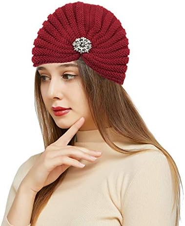 Chapéus de moda de inverno feminino Acessórios de contas redondos femininos chapéu de lã de lã de malha